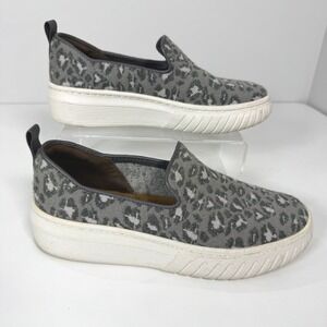 Sofft Somers‎ Leopard Platform Slip On Sneakers Womens 8 Gray Chic